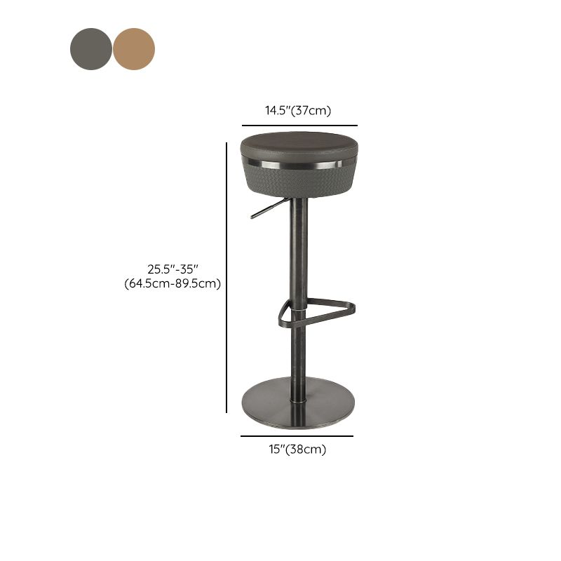 Modern Style Counter Stool Pu Leather Adjustable Height Bar Stool with Footrest