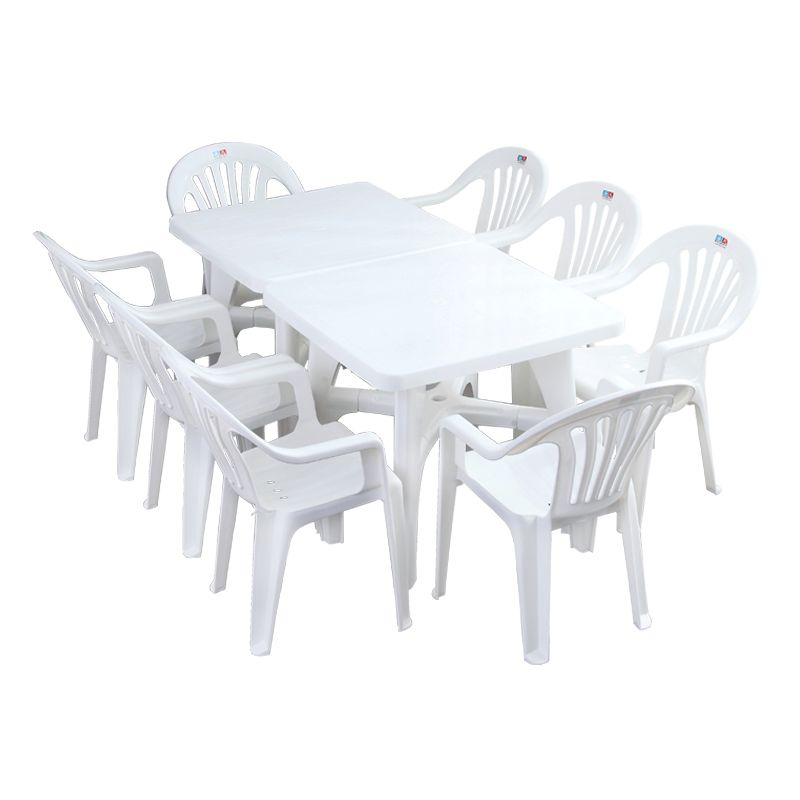 Modern Style Geometric Courtyard Table Plastic Waterproof Outdoor Table