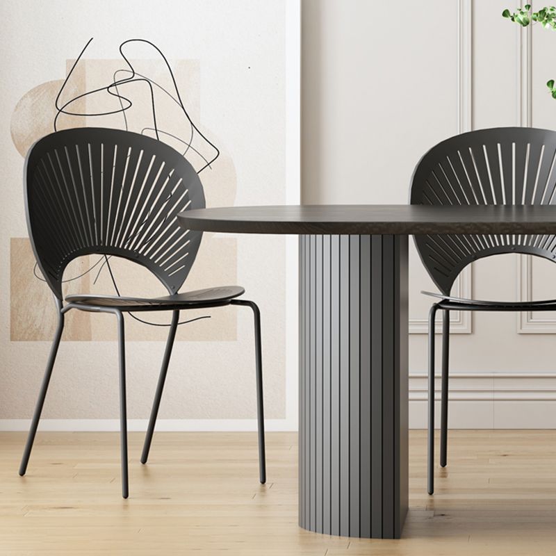 Oval Dining Table for Restaurant Contemporary Kitchen Table with Black Double Pedestal