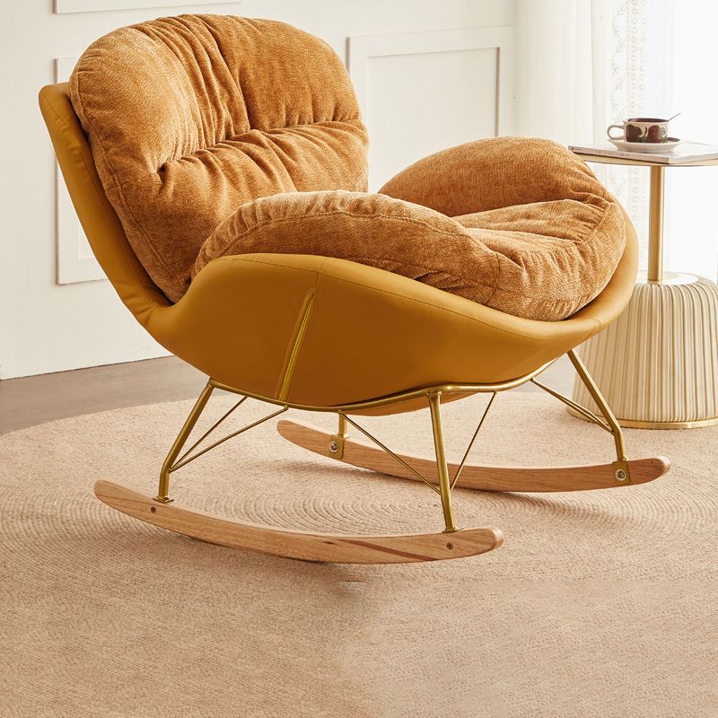 Glam Ergonomic Rocking Accent Chair with Padded Seat Rocking Chair Suede