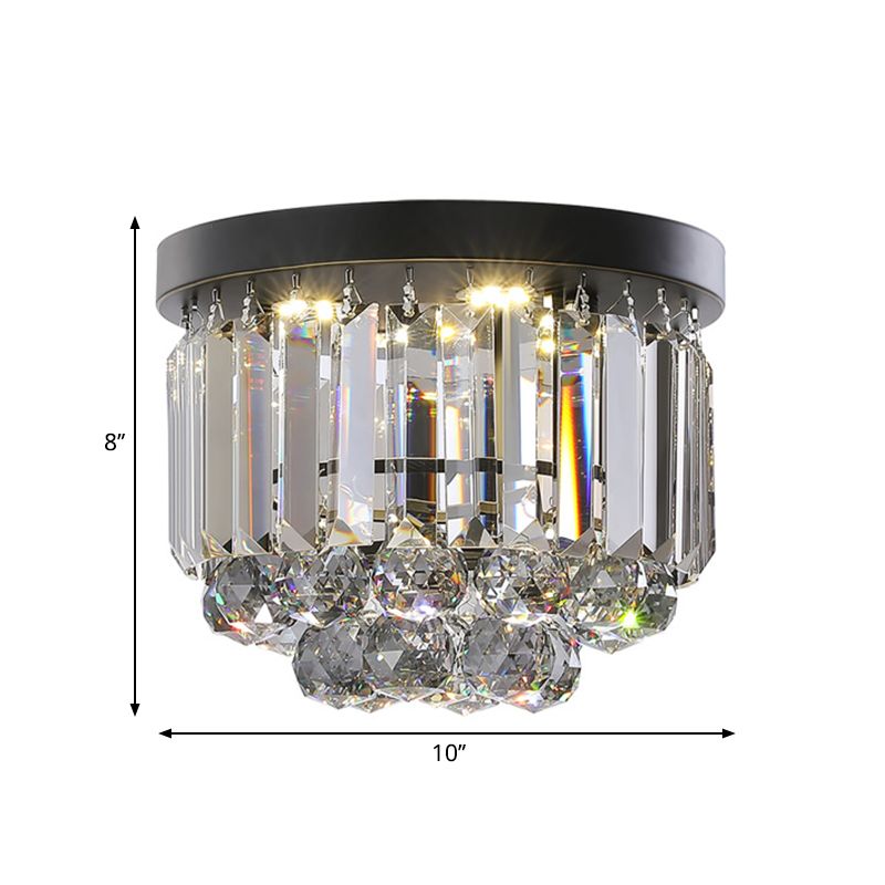 Plafonnier circulaire avec cristal clair/gris fumé, luminaire LED moderne monté au plafond pour couloir