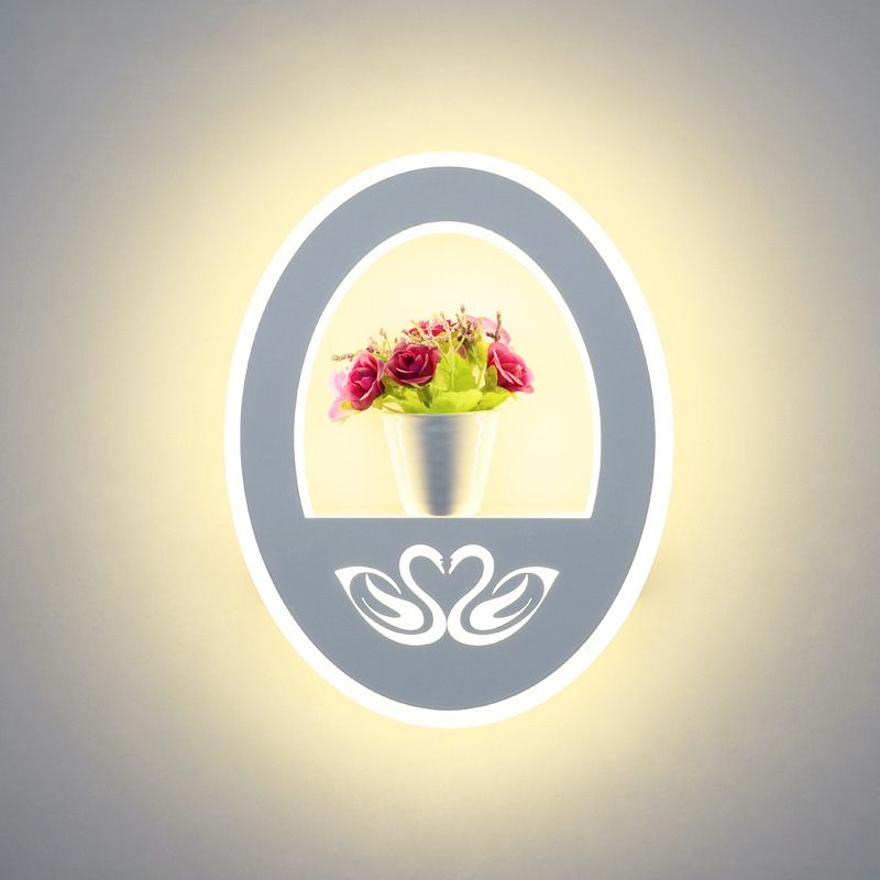 1-Light LED Wall Sconce Light Modern Oval Wall Mount Light for Living Room
