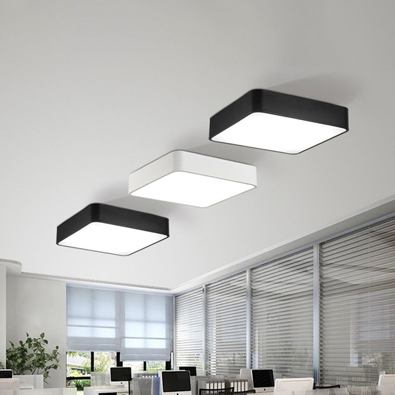 Plafonnier LED carré nordique en acrylique pour bureau, noir/blanc, 16"/23,5"/39" de large