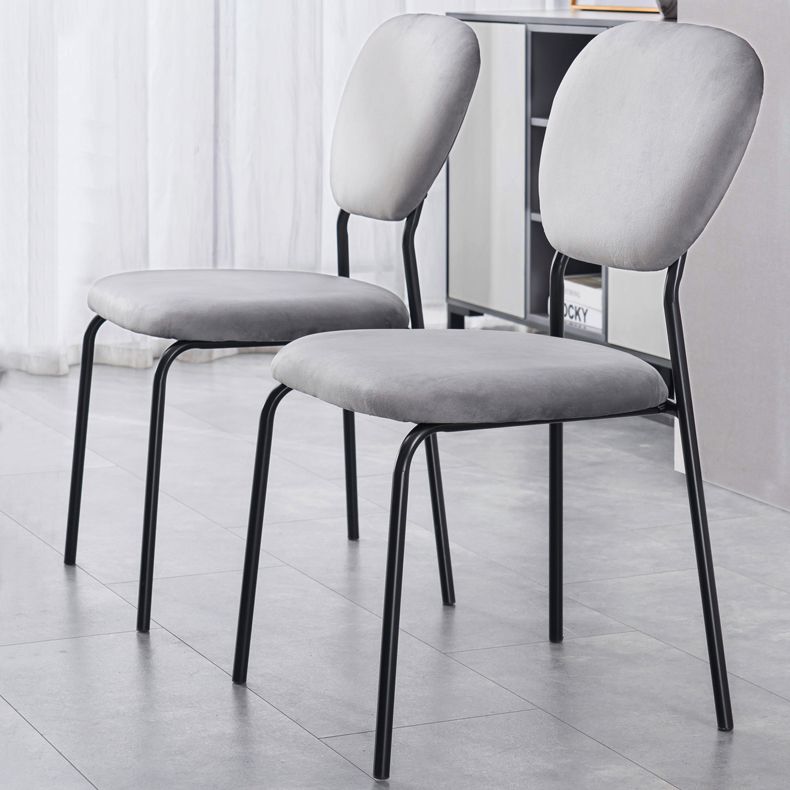 Chaise d'appoint rembourrée sans accoudoirs, chaises de salle à manger à dossier ouvert avec pieds en métal noir