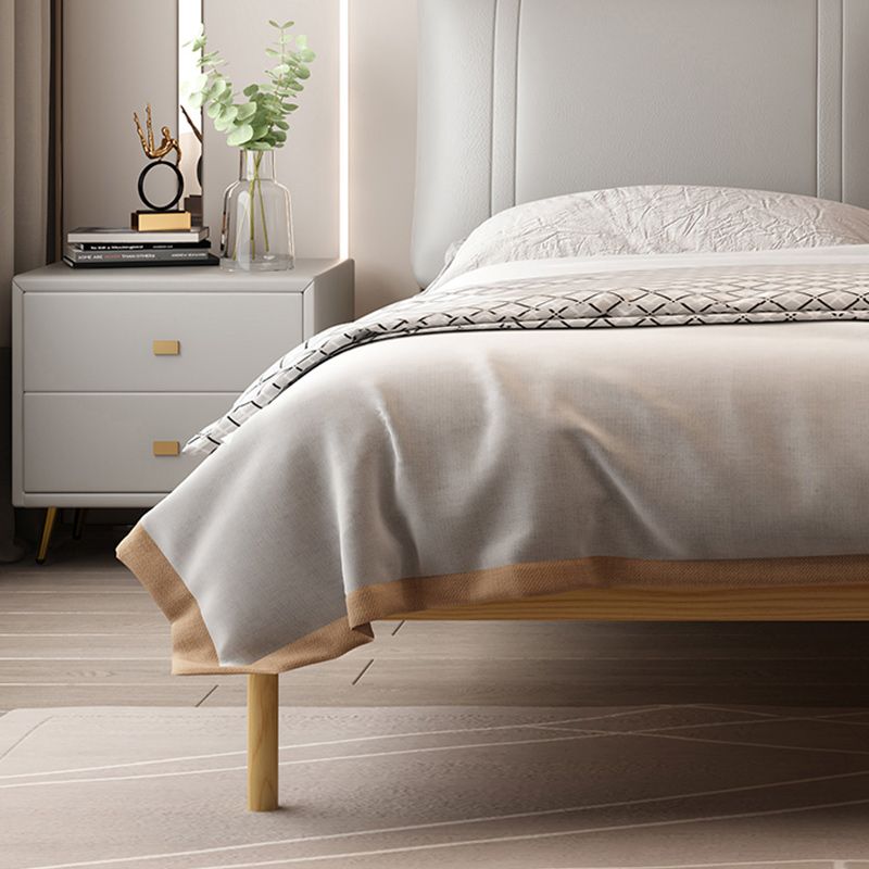 Glam Solid Color Platform Bed Metal Bed Frame with Headboard