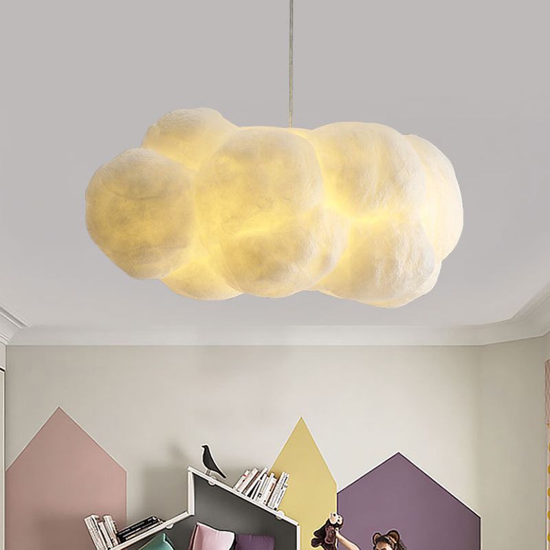 Creative Cloud Shape Hanging Light Modern Style Cotton Decorative Lighting Pendant for Bedroom