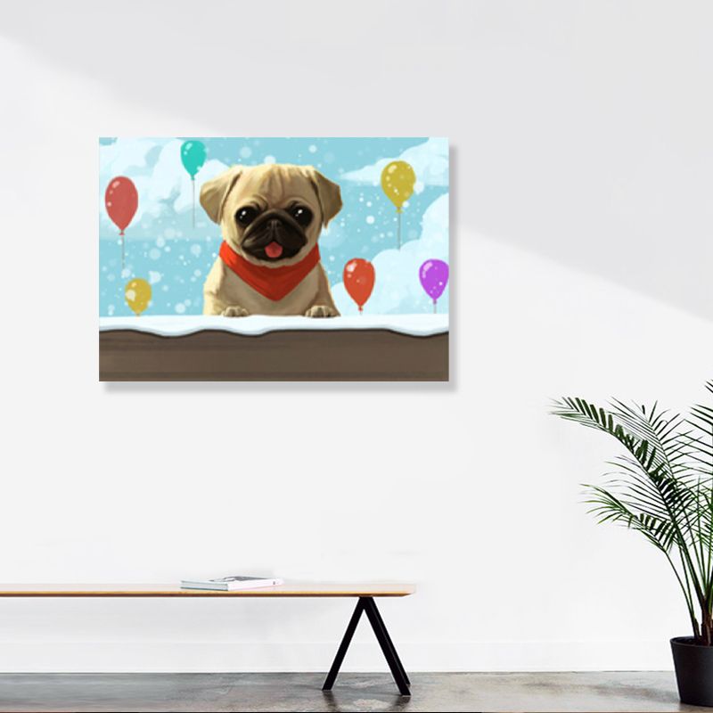 Drawing Animal Wall Decor Soft Color Childrens Art Canvas Print for Boys Bedroom
