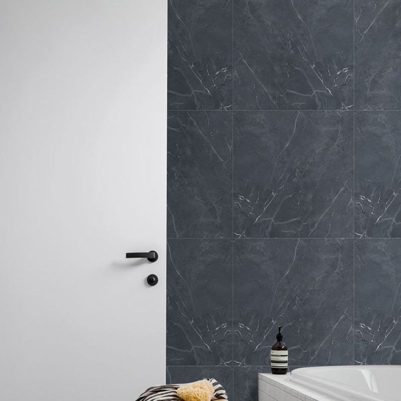 Modern Faux Marble Wallpaper Panel Set PVC Easy Pee off Black Wall Decor for Home
