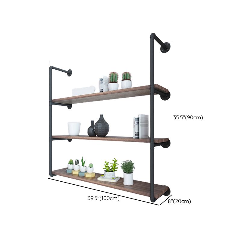 Industrial Closed Back Bookshelf Floating Wooden Natural Bookcase