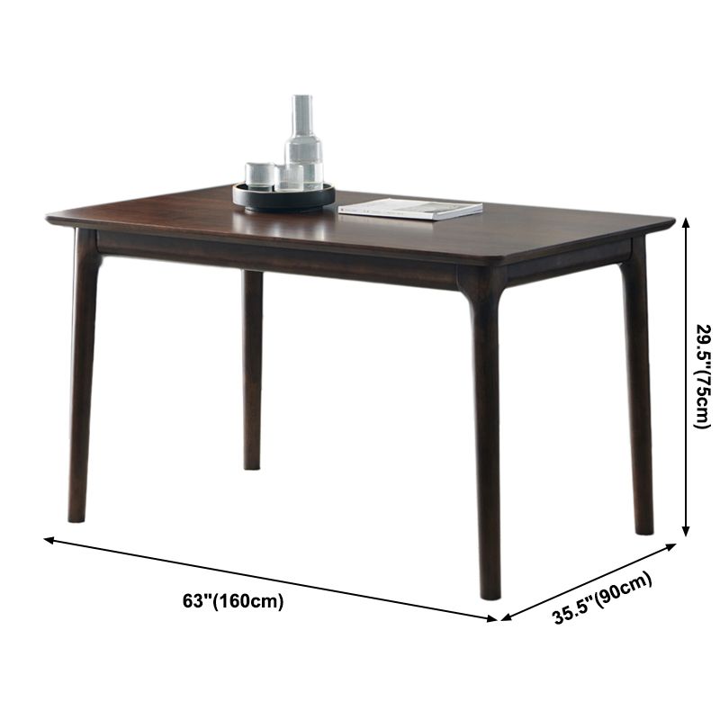 Hickory Rectangle Wood Table Storage Dining Table with 4 Legs for Restaurant