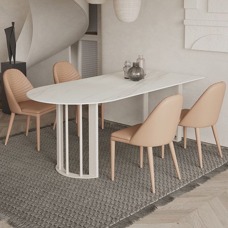 Modern Irregular Sintered Stone Dining Table White Standard Dining Table for Kitchen