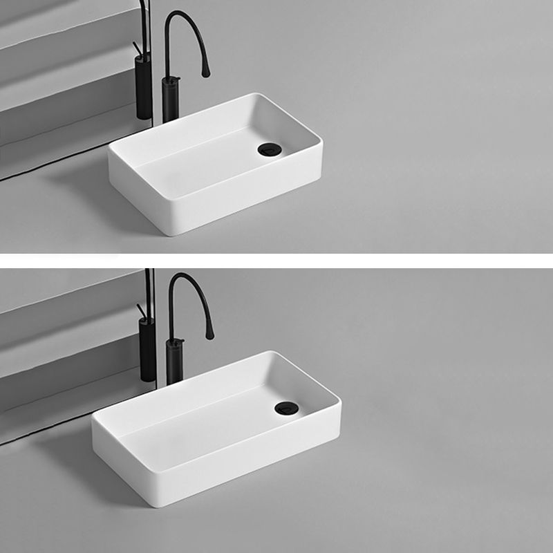 Contemporary Bathroom Sink Porcelain Rectangular Vessel with Pop-Up Drain
