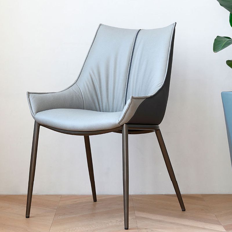 Contemporary Faux Leather Dining Chairs Arm Side Chairs with Metal Legs for Kitchen