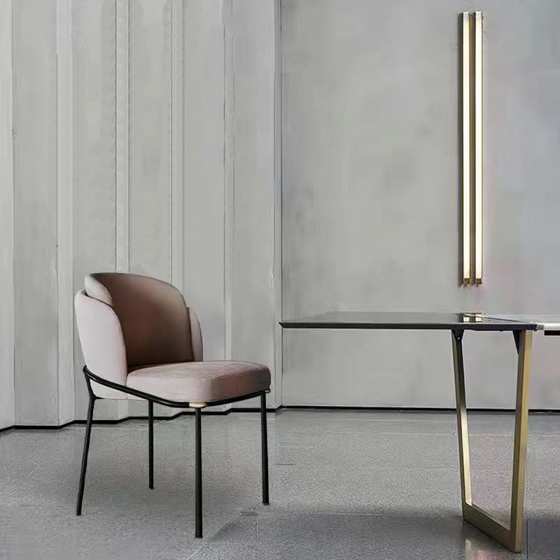 Modern Upholstered Armless Chair Fabric Dining Chair with Metal Base for Restaurant