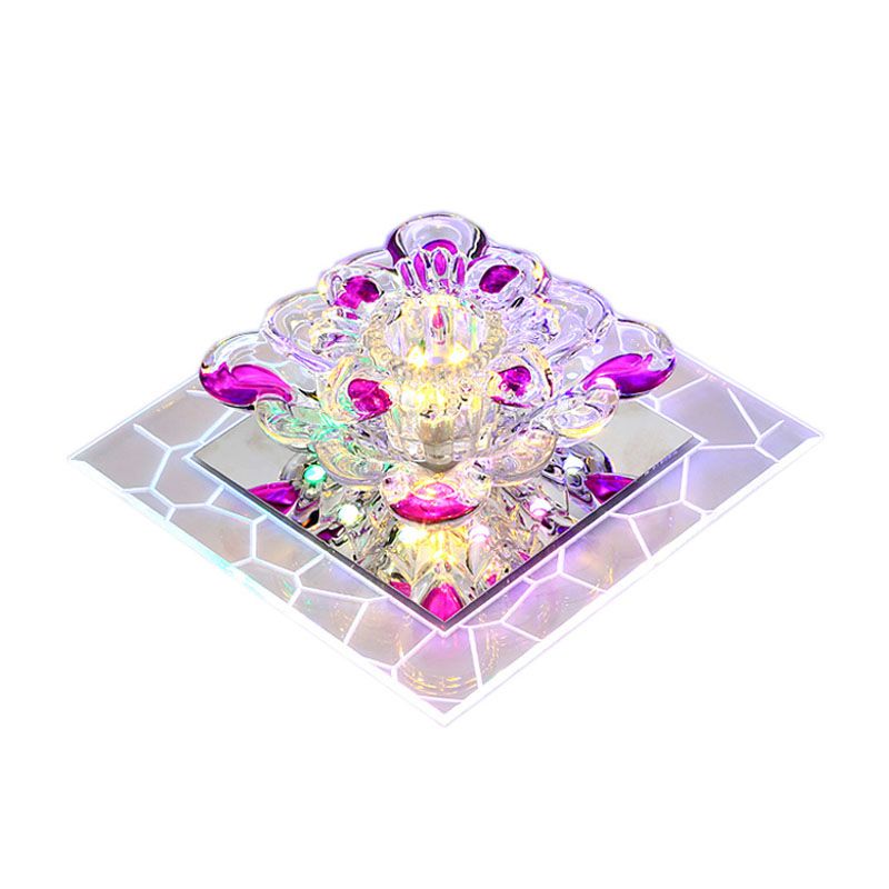 Lampada da soffitto quadrata in cristallo a forma di fiore Lampada moderna da incasso a LED trasparente per ingresso