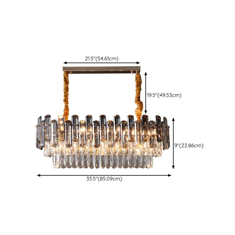 Modern Metal Ceiling Light Geometric Shape Ceiling Lamp with Crystal Shade for Living Room
