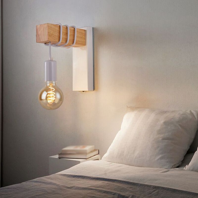 Modern Style Wood Wall Light Bulb Shape 9" High Wall Sconce for Bedroom