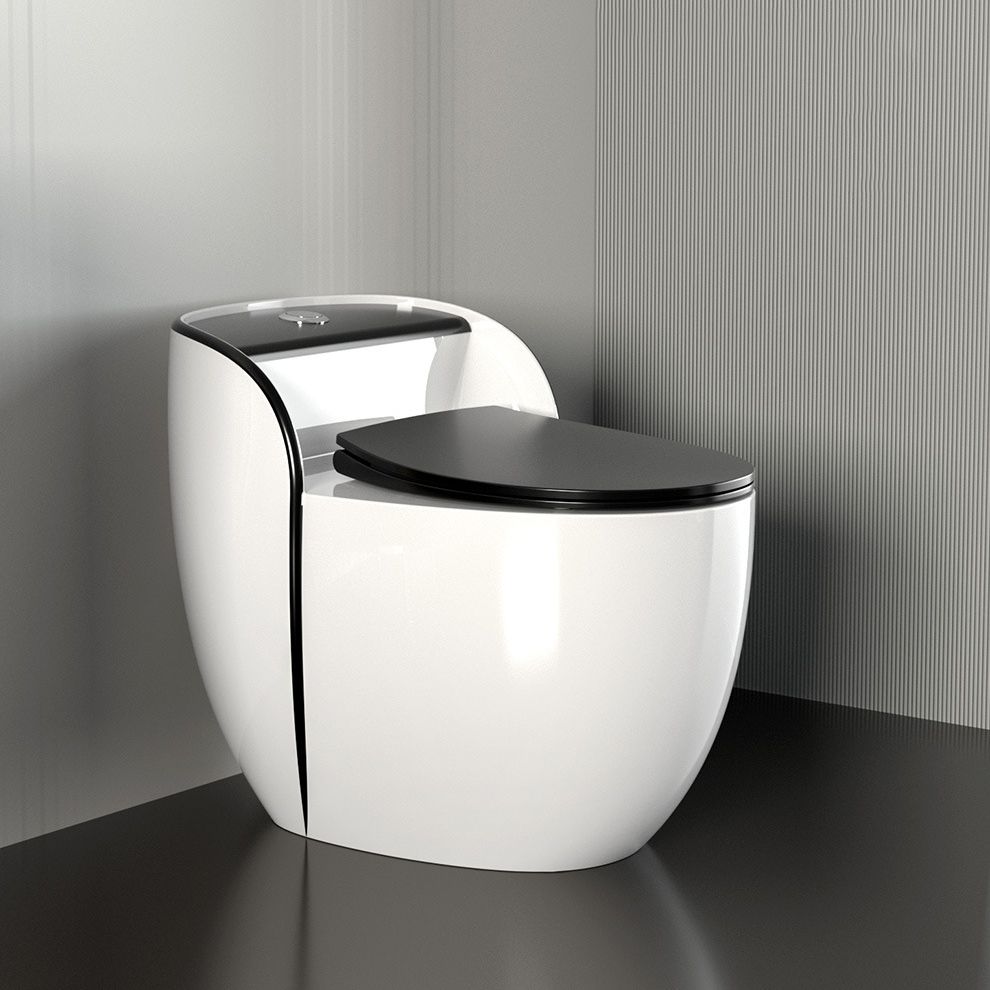Modern Flush Toilet Ceramic Round-Front One-Piece Toilet with Slow Close Seat