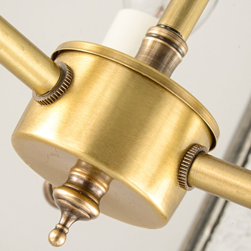 Brass 3/4 Heads Semi Flush Mount Colonialism Sandblasted Glass Dome Ceiling Fixture for Dining Room, 13"/16" W