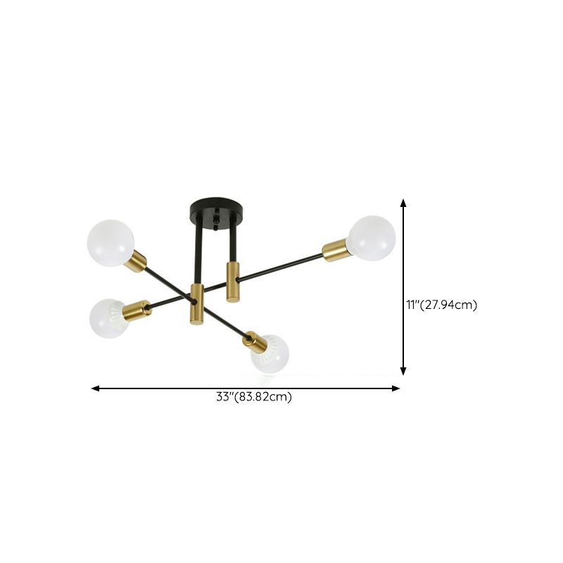 Sputnik Semi Flush Mount Industrial Metal Flush Ceiling Light Fixture