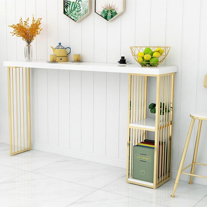 Glam 1/2/3 Pieces Bar Table Set Rectangle Bar Table with High Metal Stools for Home