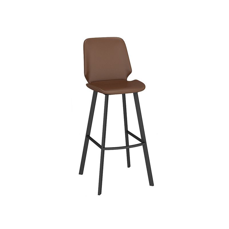 Industrial Backrest Counter Stool Iron Bar Stool with Leather Cushion and Footrest