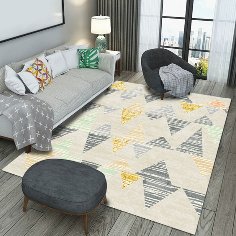 Aesthetic Simplicity Contemporary Rug Trendy Geometric Pattern Rug Polyester Friendly Washable Carpet for Living Room