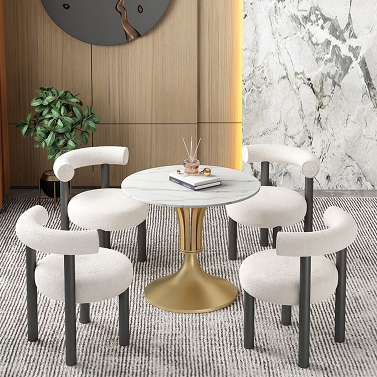 Round Luxury Style Dining Table Fixed Table with Sintered Stone