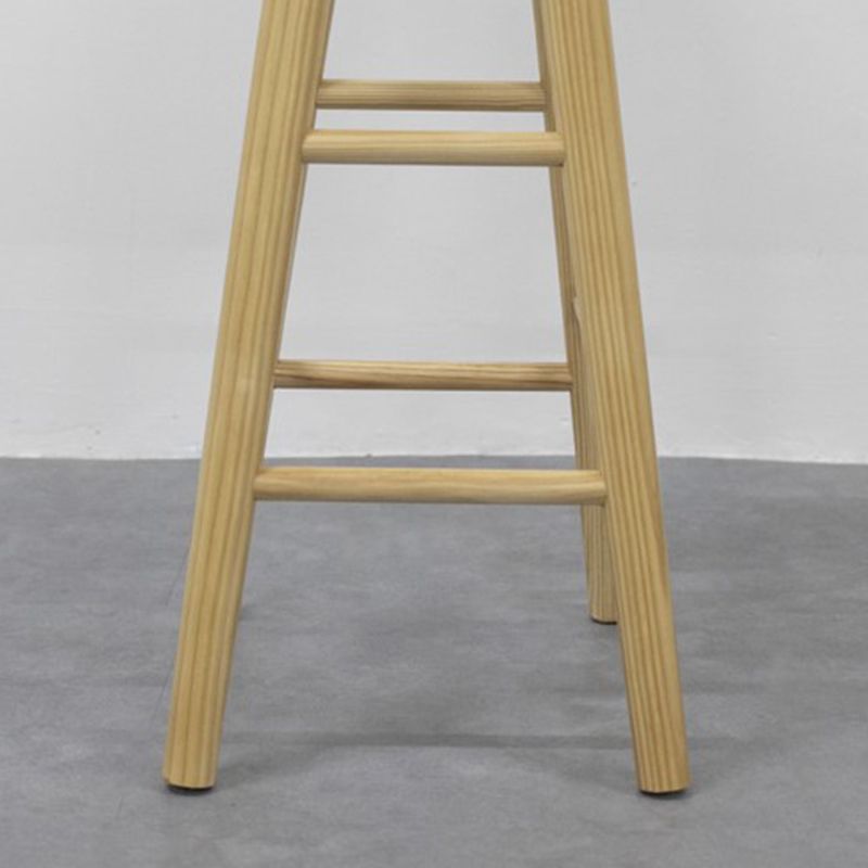 Indoor Rectangle Backless Bar Stool Pine Solid Wood Bar Stool in Natural