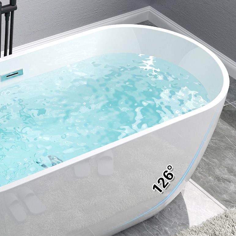 Modern Oval Stand Alone Bathtub Acrylic White Soaking Back to Wall Bath