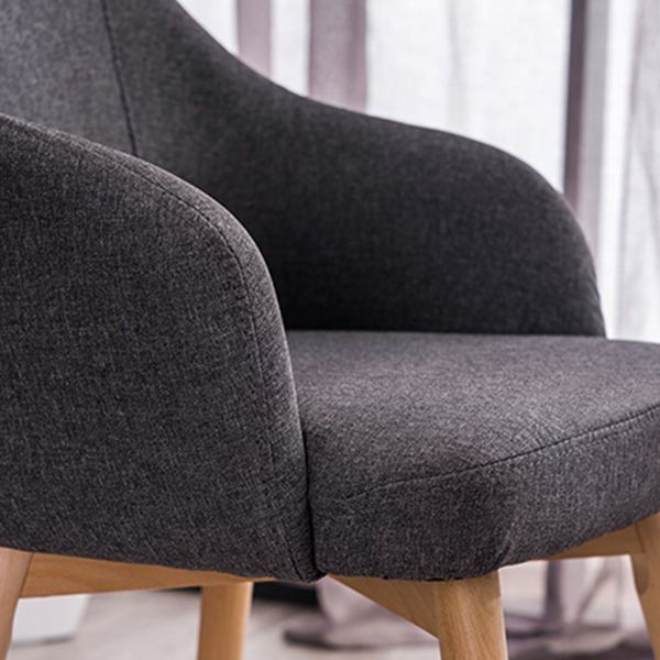 Scandinavian Beech Solid Back Arm Chair Fabric Dining Chair with Natural Legs