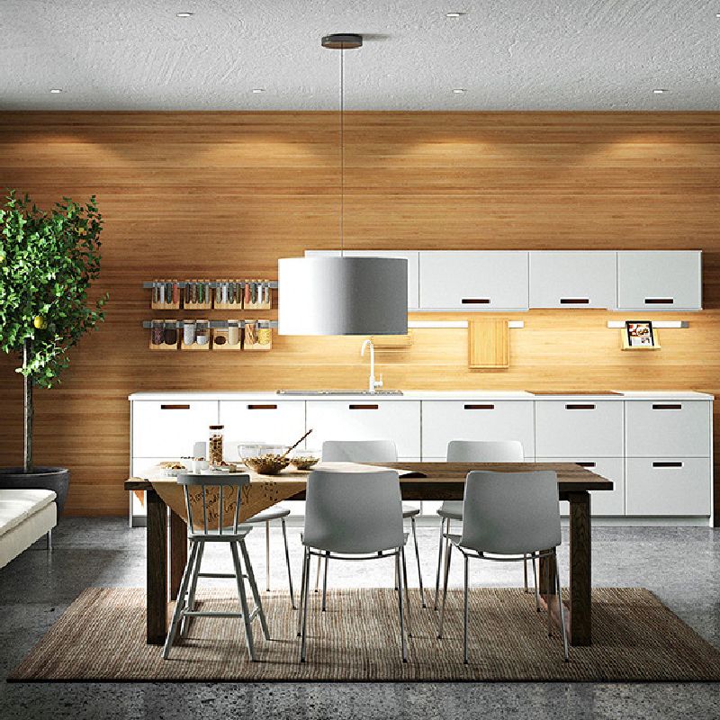 Rectangle Double Base Dining Table Modern Pine Wood Table for Dining Room