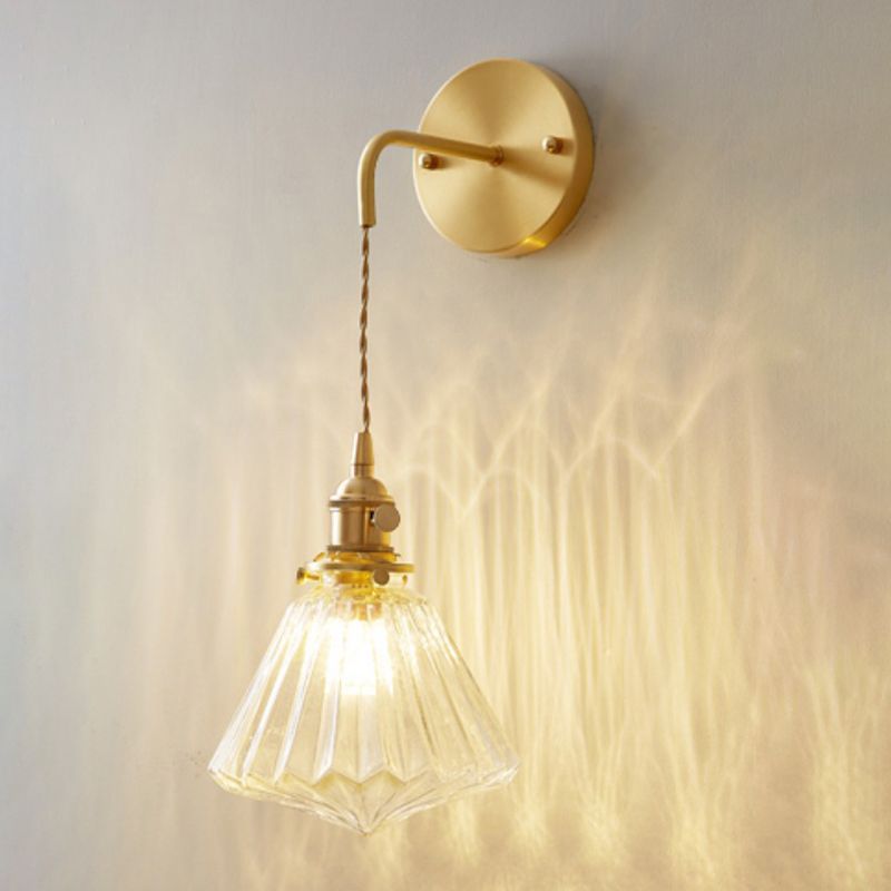 Glass Wall Sconce Lighting Simple Style Wall Mount Light Fixture