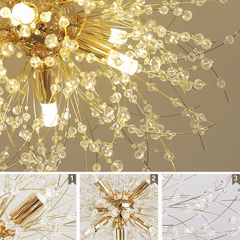 17,7 pollici largo dente di leone di cristallo appeso a 8 luci lampada in acciaio inossidabile in acciaio inossidabile per soggiorno camera da letto