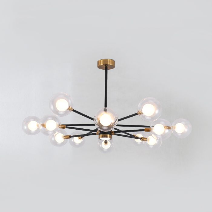 10/12/16 Heads Sky Bang Suspension Light Modern Clear/White Glass and Metal Chandelier with Ball Shade for Foyer