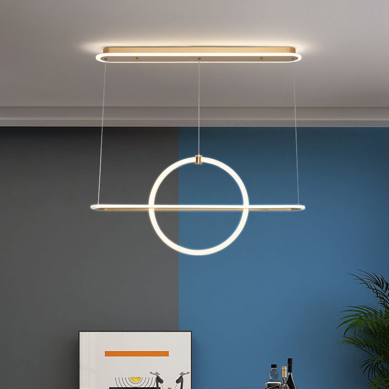 Modern Pendant Chandelier Geometric Island Lighting Metal 5 Light Island Lamps in Gold