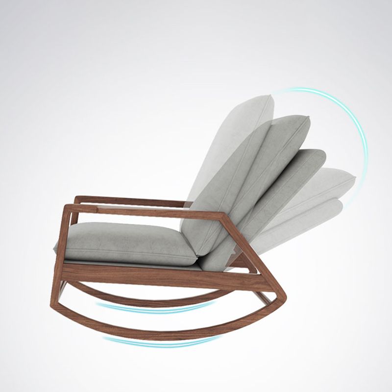 Mid-Century Modern Rocking Chair Fabric Upholstered Solid Color Porch Rocking Chair