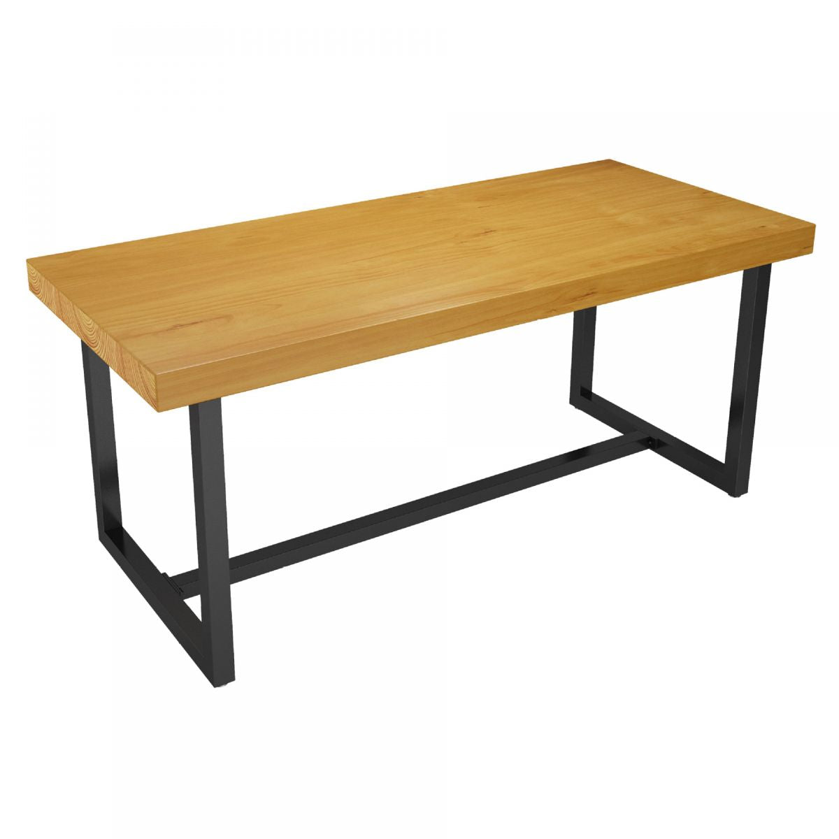 Mesa de comedor rectangular industrial Mesa de madera maciza con base de caballete