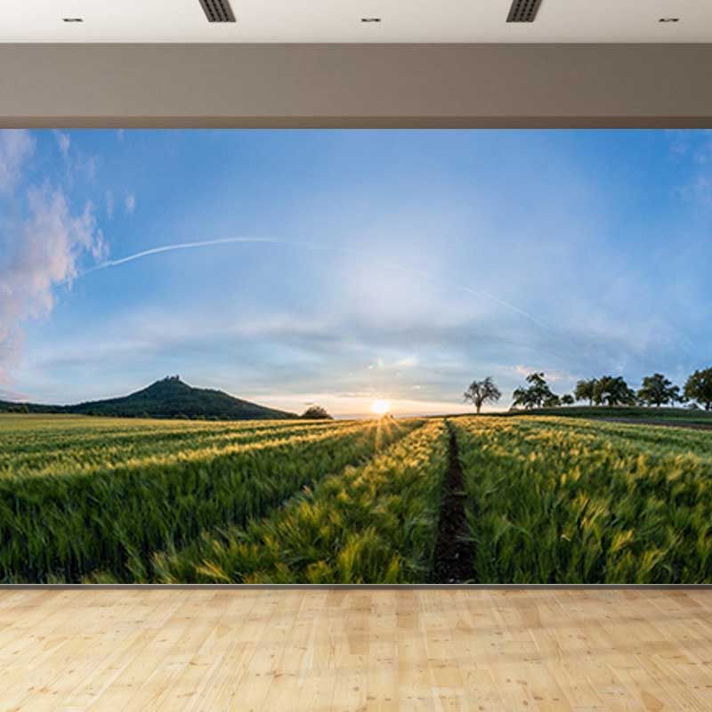 Customized Green Wheat Ears Mural Stain Resistant Wall Art for Dining Room