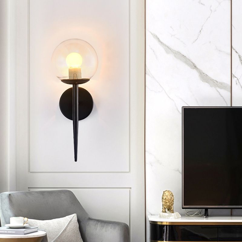 1-leichte Globus Wandleuchte in moderner Luxusstil Schmiedeeisen-Wandlampe mit Glasschatten
