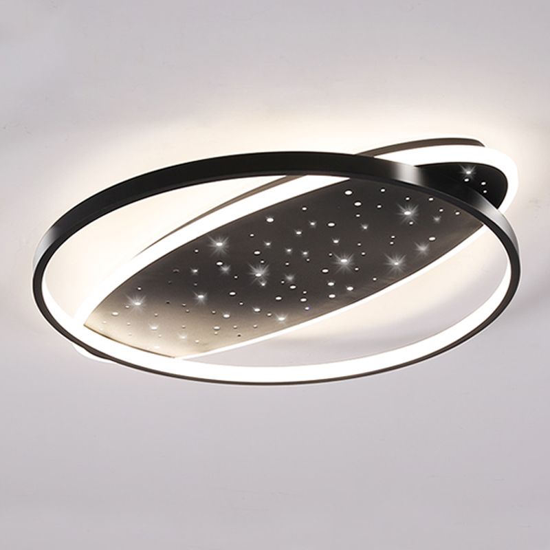 Modern Geometry Shape Ceiling Lamp Iron 2 Lights Flush Mount for Living Room Bedroom