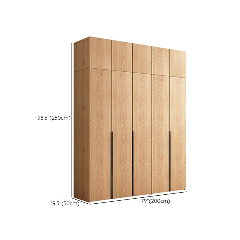 Contemporary Freestanding Natural Wardrobe Oak Solid Wood Wardrobe with Shelves