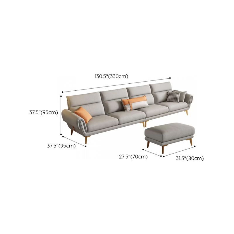 Mid Century Sofa and Chaise in Gray Flared Arm Sewn Pillow Back Sofa