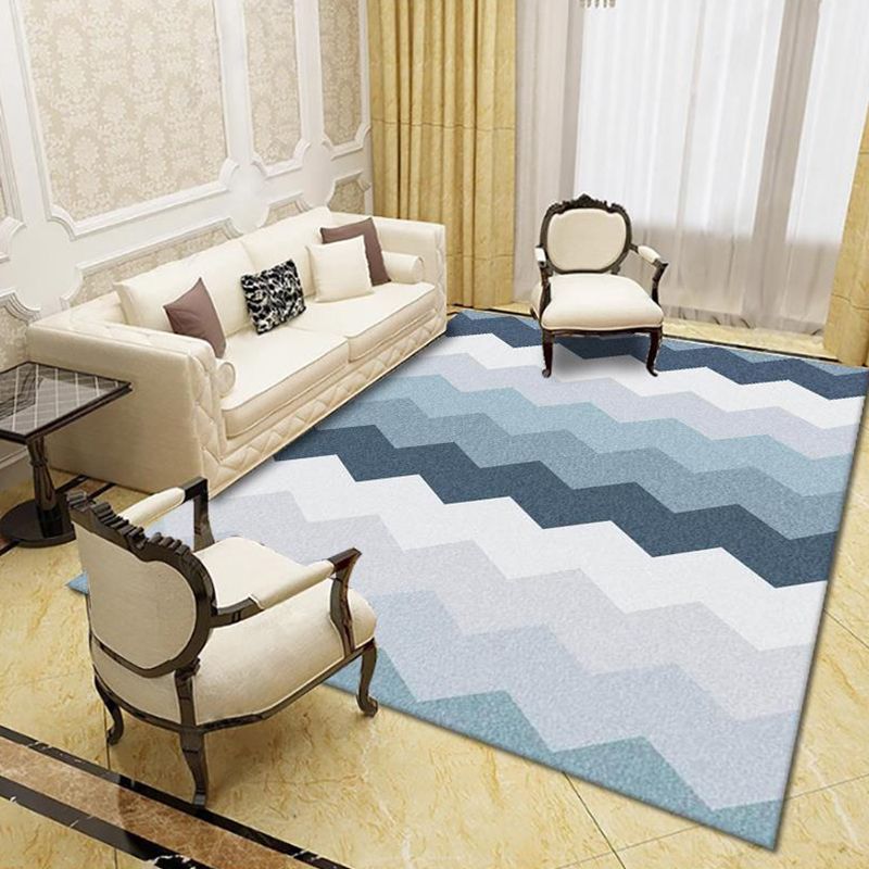 Modern Living Room Rug Multi Colored Geo Print Carpet Polypropylene Anti-Slip Pet Friendly Indoor Rug