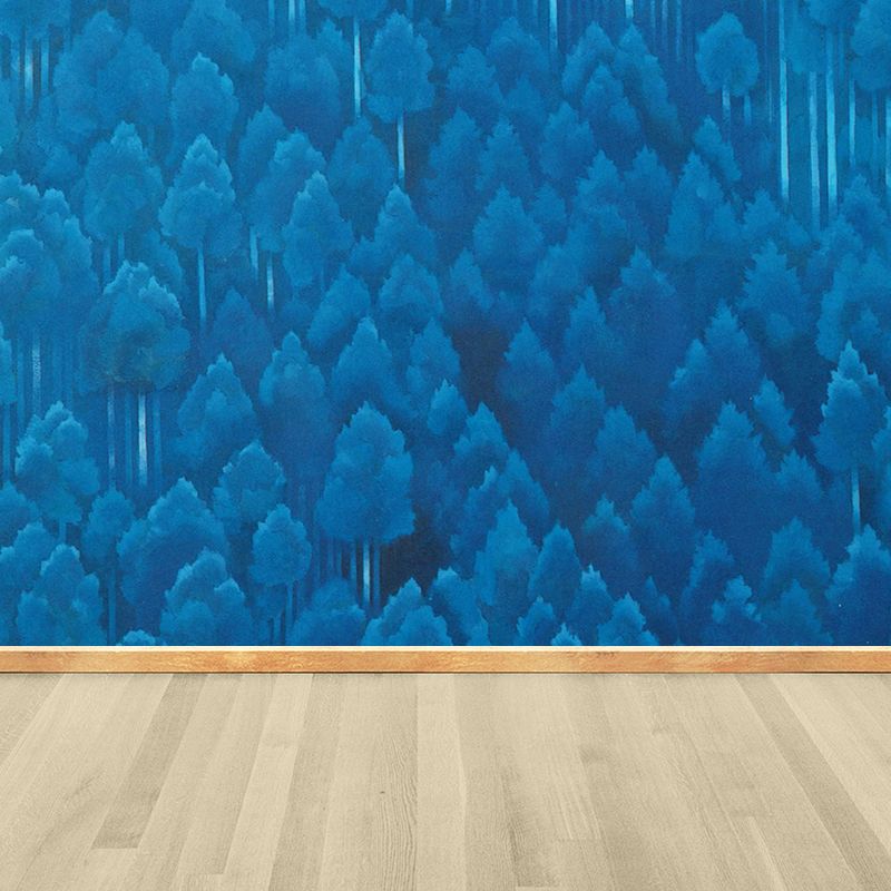 Huge Forest Wall Mural for Bedroom Floral Print Wall Art in Blue, Moisture Resistant