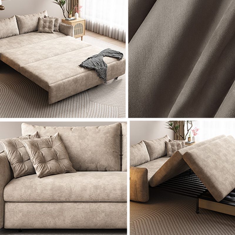 Glam Style Futon Sleeper Sofa Bed Living Room Square Arms Sofa Futon