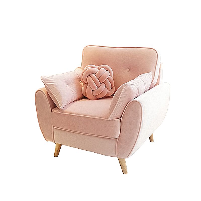 Contemporary Pillow Top Arm Sofa Loose Back Velvet Couch for Living Room