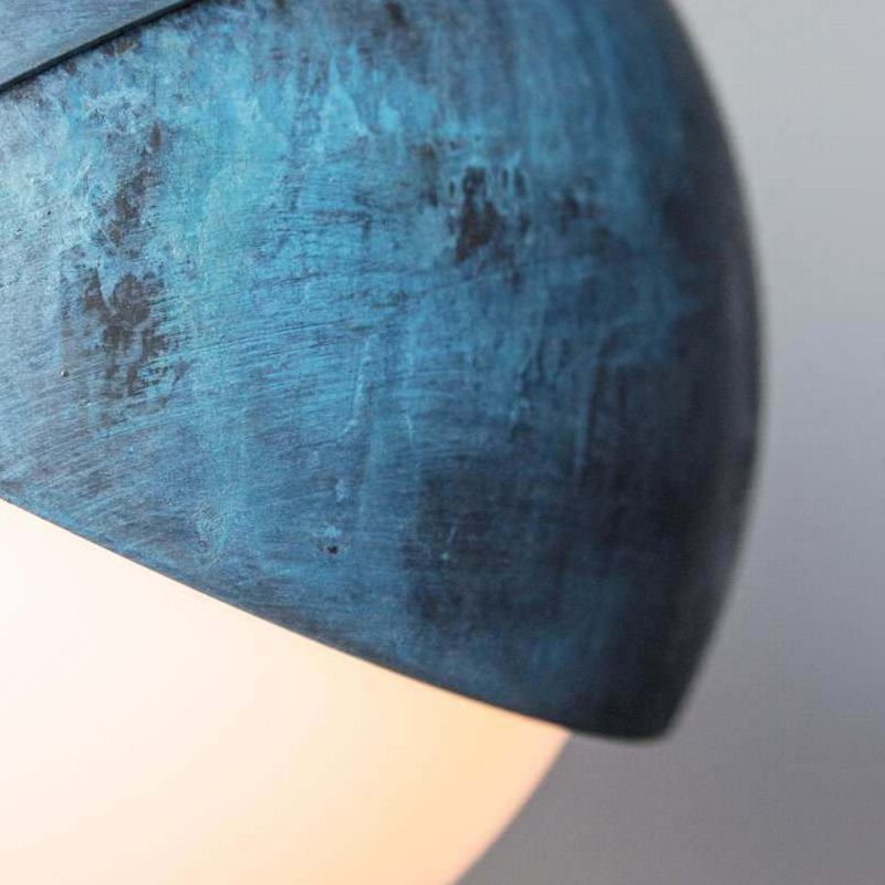 Lámpara colgante de sombra semi esfera de metal posmoderno 1 cabezal lámpara colgante azul, 5.5 "/9.5" de ancho