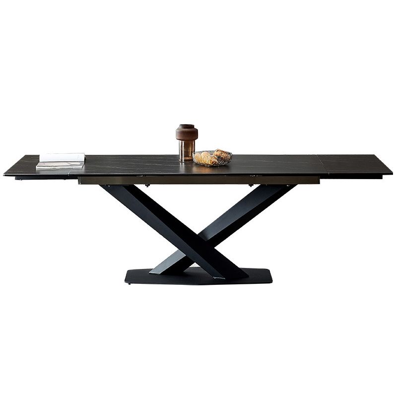 Minimalist Foldable Dining Set Standard Height with Black Base Dining Room Set for Home Use