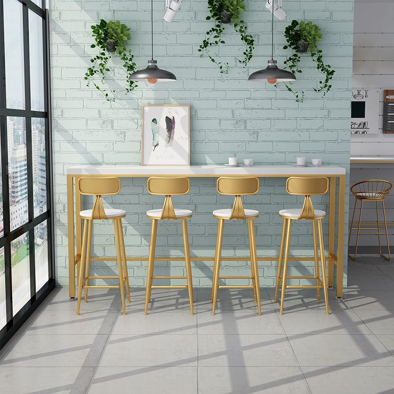 Glam Rectangle Bar Pub Table Set 1/2/5/9 Pieces White and Gold Counter Set